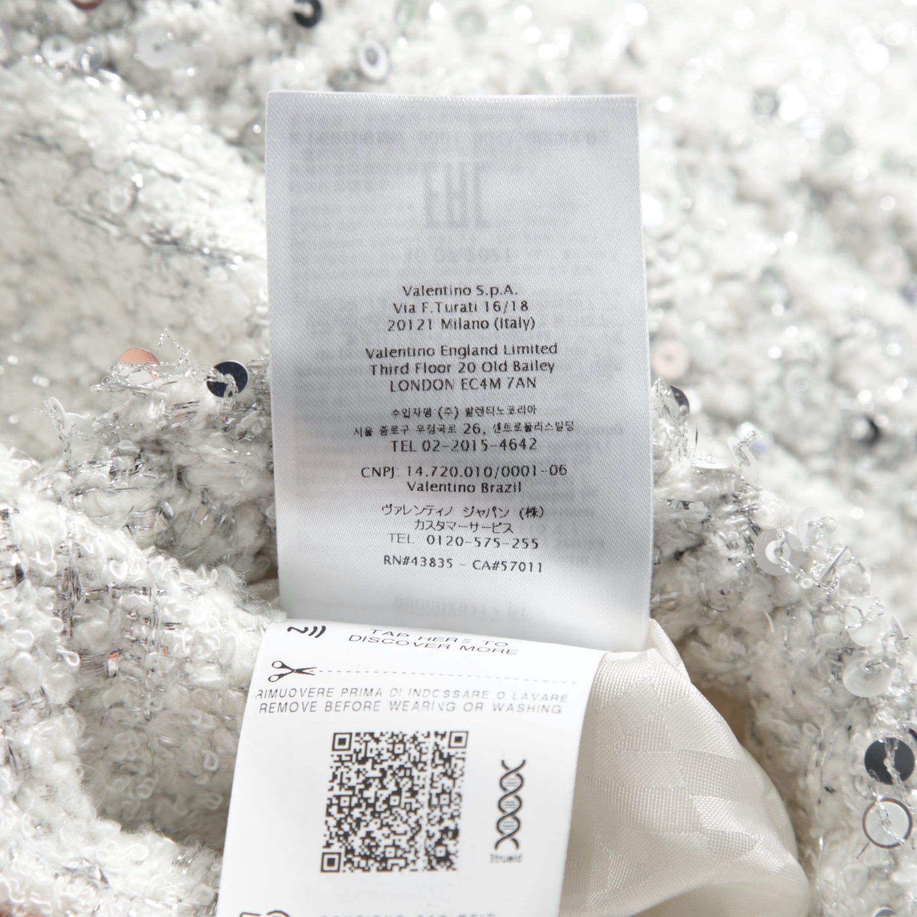 VALENTINO ヴァレンティノ / 22AW 美品 ツイード ワンスタッズ ノーカラージャケット / XB3CE27H6U1 / size 36 (WHITE) レディース