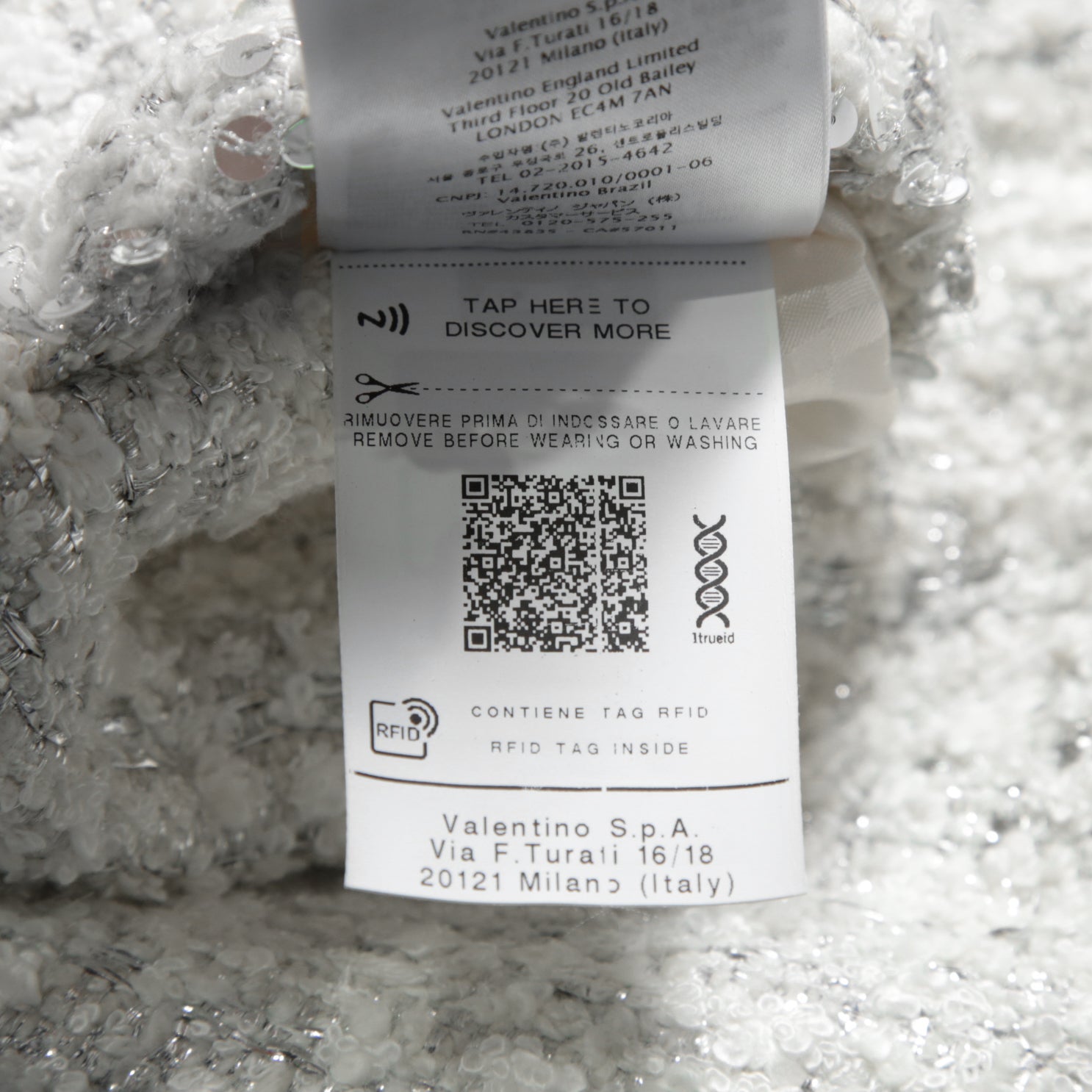 VALENTINO ヴァレンティノ / 22AW 美品 ツイード ワンスタッズ ノーカラージャケット / XB3CE27H6U1 / size 36 (WHITE) レディース