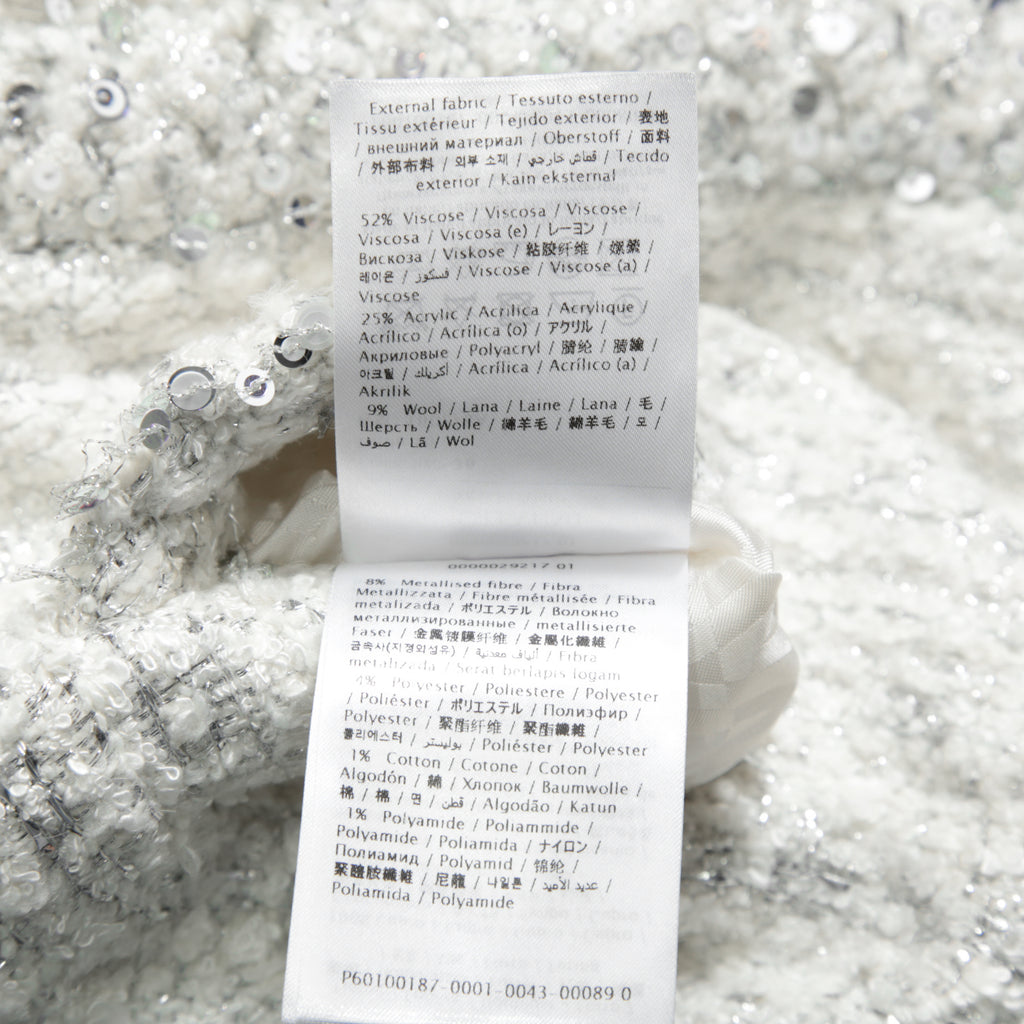 VALENTINO ヴァレンティノ / 22AW 美品 ツイード ワンスタッズ ノーカラージャケット / XB3CE27H6U1 / size 36 (WHITE) レディース