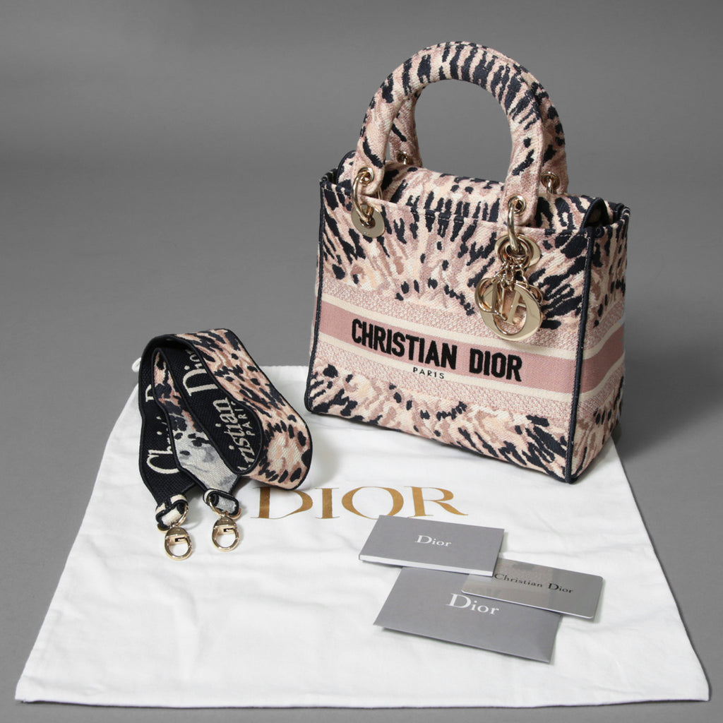 Dior クリスチャンディオール / 2021年リゾートコレクション 美品 Tie & Dior / Lady D-Lite レディ D-ライト ミディアム バッグ / キャンバス タイダイ柄 刺繍 / (PINK x NAVY) 3WAY トート ショルダー