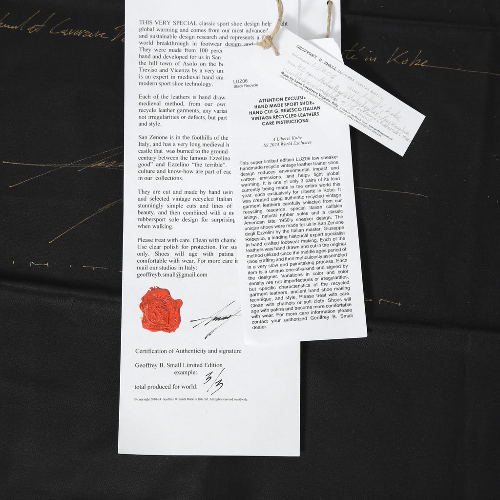 新品 GEOFFREY B.SMALL ジェフリービースモール / 24SS Liberte KOBE別注 3/3 LUZ06 Patchwork Leather Sneaker / size 42(27cm) BLACK シューズ