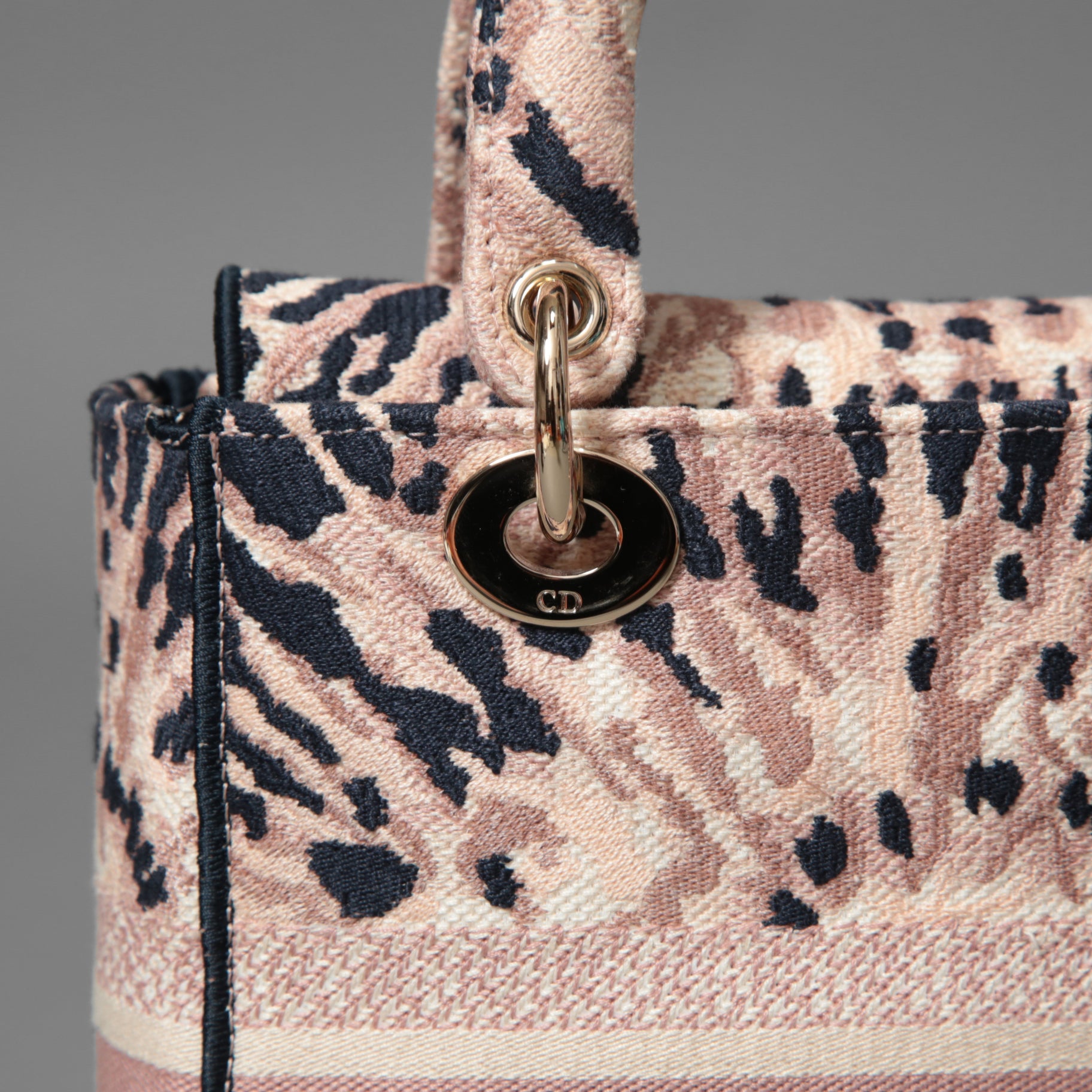 Dior クリスチャンディオール / 2021年リゾートコレクション 美品 Tie & Dior / Lady D-Lite レディ D-ライト ミディアム バッグ / キャンバス タイダイ柄 刺繍 / (PINK x NAVY) 3WAY トート ショルダー