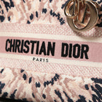 Dior クリスチャンディオール / 2021年リゾートコレクション 美品 Tie & Dior / Lady D-Lite レディ D-ライト ミディアム バッグ / キャンバス タイダイ柄 刺繍 / (PINK x NAVY) 3WAY トート ショルダー