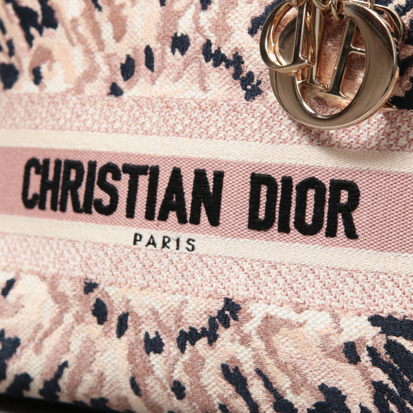 Dior クリスチャンディオール / 2021年リゾートコレクション 美品 Tie & Dior / Lady D-Lite レディ D-ライト ミディアム バッグ / キャンバス タイダイ柄 刺繍 / (PINK x NAVY) 3WAY トート ショルダー