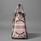 Dior クリスチャンディオール / 2021年リゾートコレクション 美品 Tie & Dior / Lady D-Lite レディ D-ライト ミディアム バッグ / キャンバス タイダイ柄 刺繍 / (PINK x NAVY) 3WAY トート ショルダー