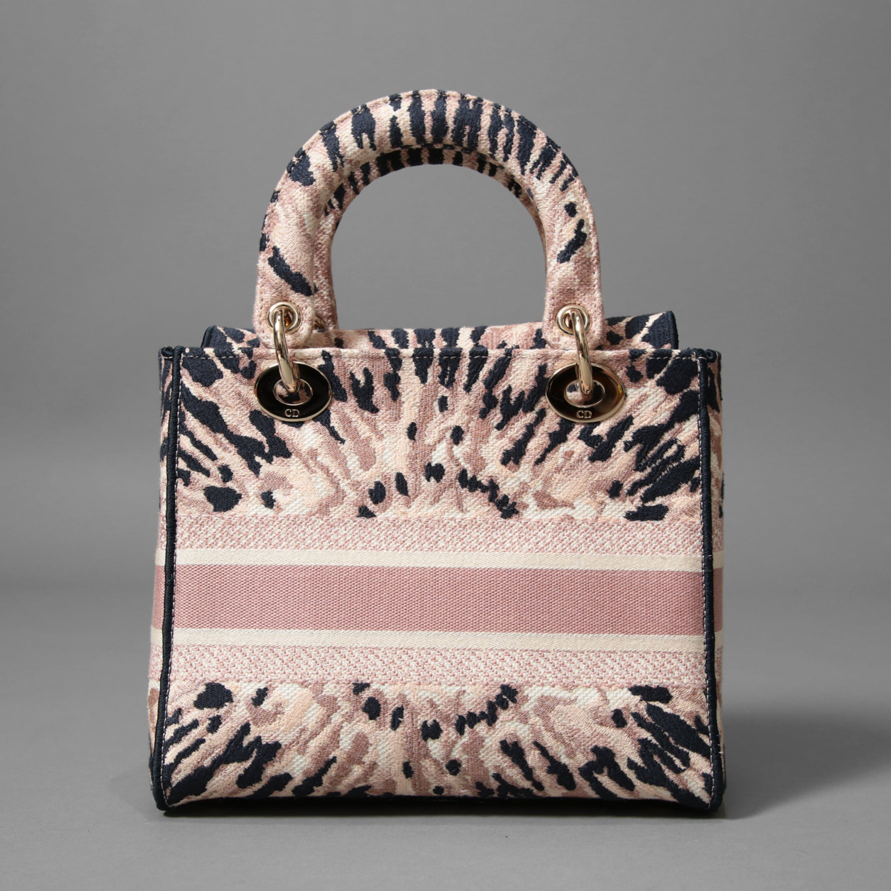 Dior クリスチャンディオール / 2021年リゾートコレクション 美品 Tie & Dior / Lady D-Lite レディ D-ライト ミディアム バッグ / キャンバス タイダイ柄 刺繍 / (PINK x NAVY) 3WAY トート ショルダー