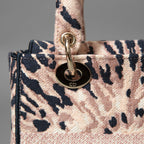 Dior クリスチャンディオール / 2021年リゾートコレクション 美品 Tie & Dior / Lady D-Lite レディ D-ライト ミディアム バッグ / キャンバス タイダイ柄 刺繍 / (PINK x NAVY) 3WAY トート ショルダー