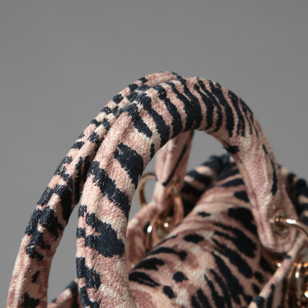 Dior クリスチャンディオール / 2021年リゾートコレクション 美品 Tie & Dior / Lady D-Lite レディ D-ライト ミディアム バッグ / キャンバス タイダイ柄 刺繍 / (PINK x NAVY) 3WAY トート ショルダー