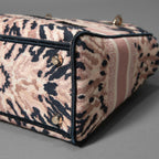 Dior クリスチャンディオール / 2021年リゾートコレクション 美品 Tie & Dior / Lady D-Lite レディ D-ライト ミディアム バッグ / キャンバス タイダイ柄 刺繍 / (PINK x NAVY) 3WAY トート ショルダー