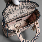 Dior クリスチャンディオール / 2021年リゾートコレクション 美品 Tie & Dior / Lady D-Lite レディ D-ライト ミディアム バッグ / キャンバス タイダイ柄 刺繍 / (PINK x NAVY) 3WAY トート ショルダー