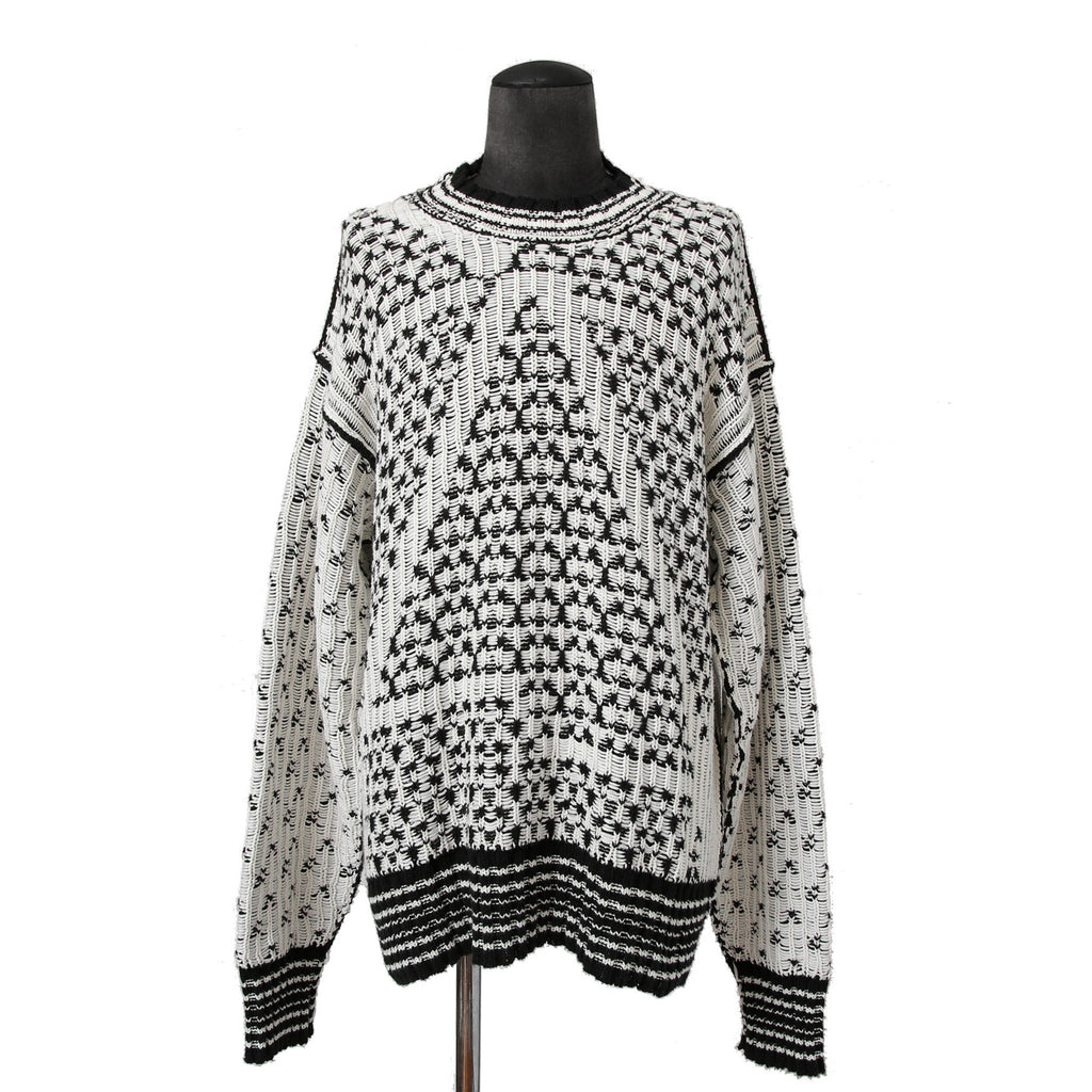 MM6 Maison Margiela エムエムシックス メゾンマルジェラ /  2023SS オーバーサイズ プルオーバー ニット/ size S BLACK x WHITE
