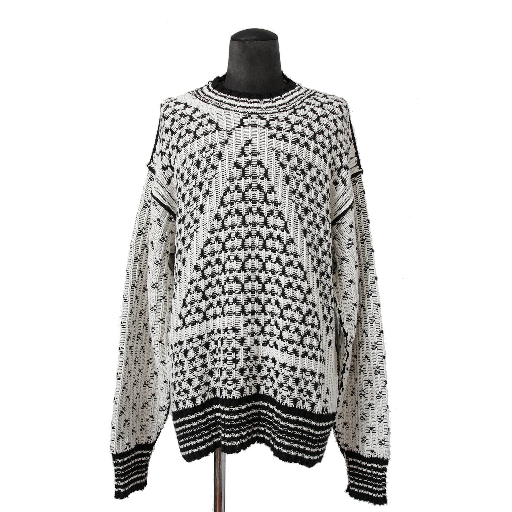 MM6 Maison Margiela エムエムシックス メゾンマルジェラ /  2023SS オーバーサイズ プルオーバー ニット/ size S BLACK x WHITE
