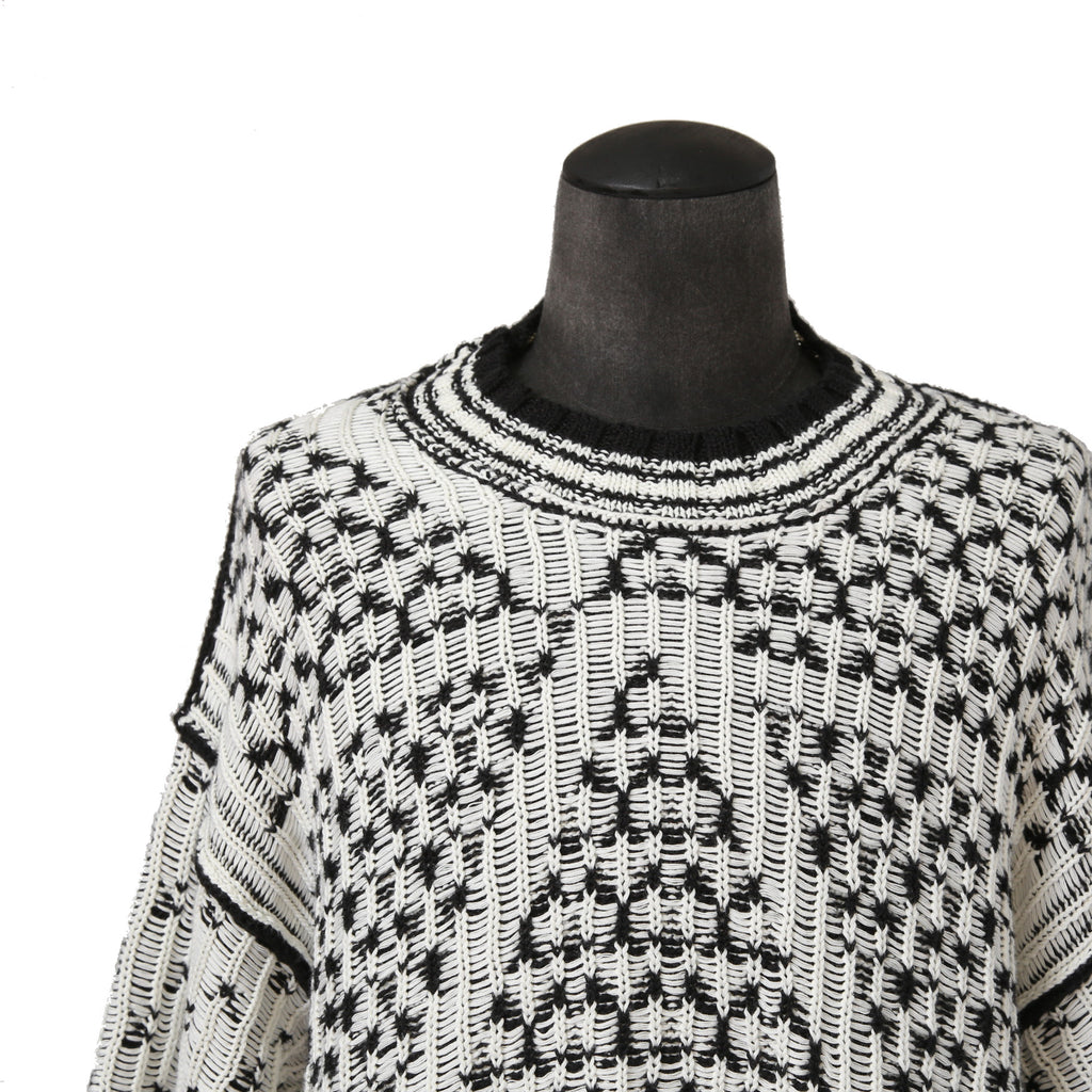 MM6 Maison Margiela エムエムシックス メゾンマルジェラ /  2023SS オーバーサイズ プルオーバー ニット/ size S BLACK x WHITE