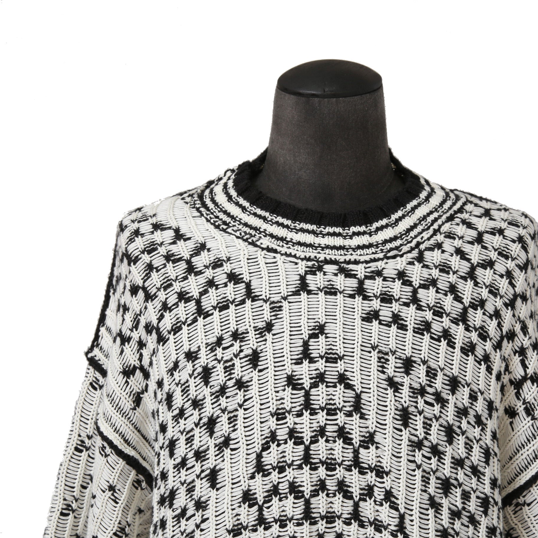 MM6 Maison Margiela エムエムシックス メゾンマルジェラ /  2023SS オーバーサイズ プルオーバー ニット/ size S BLACK x WHITE