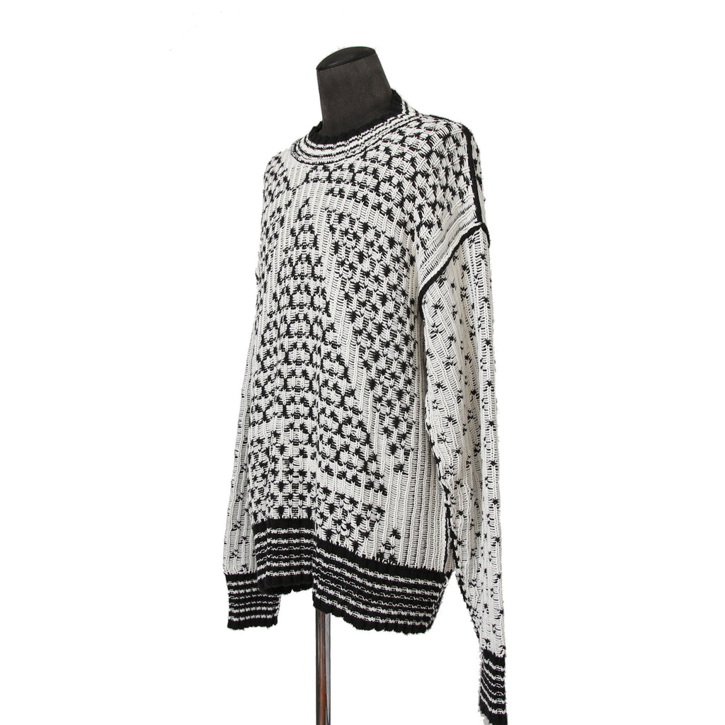 MM6 Maison Margiela エムエムシックス メゾンマルジェラ /  2023SS オーバーサイズ プルオーバー ニット/ size S BLACK x WHITE