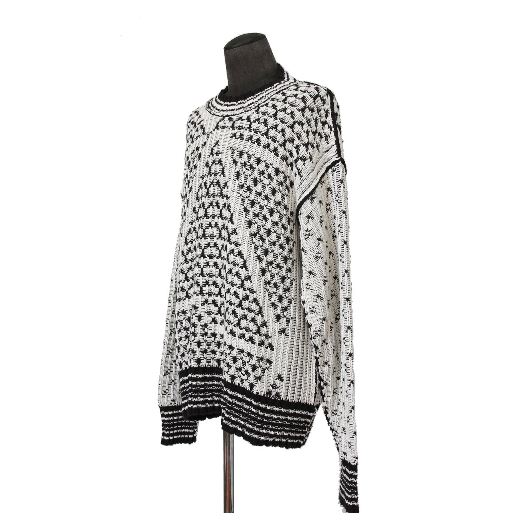 MM6 Maison Margiela エムエムシックス メゾンマルジェラ /  2023SS オーバーサイズ プルオーバー ニット/ size S BLACK x WHITE