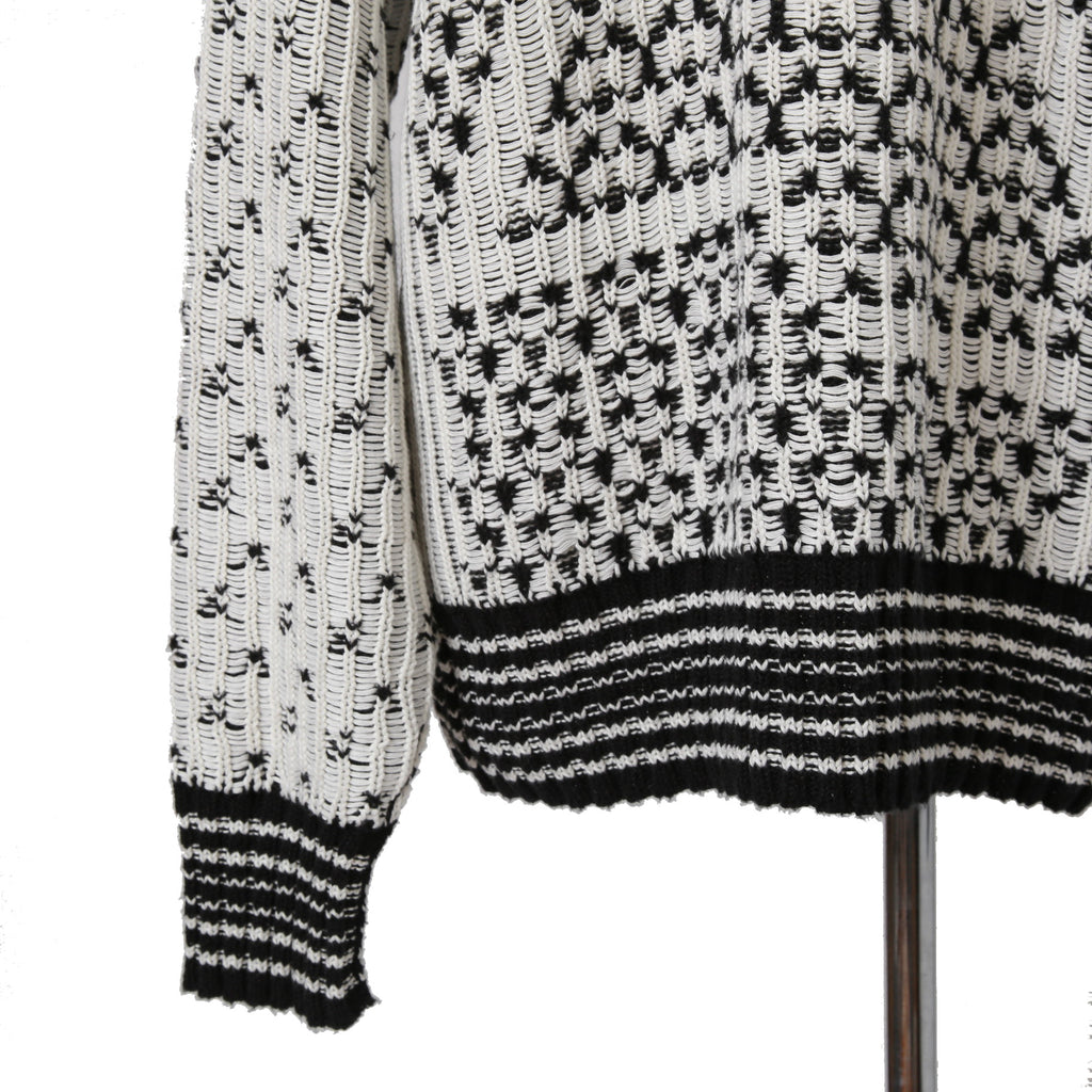 MM6 Maison Margiela エムエムシックス メゾンマルジェラ /  2023SS オーバーサイズ プルオーバー ニット/ size S BLACK x WHITE