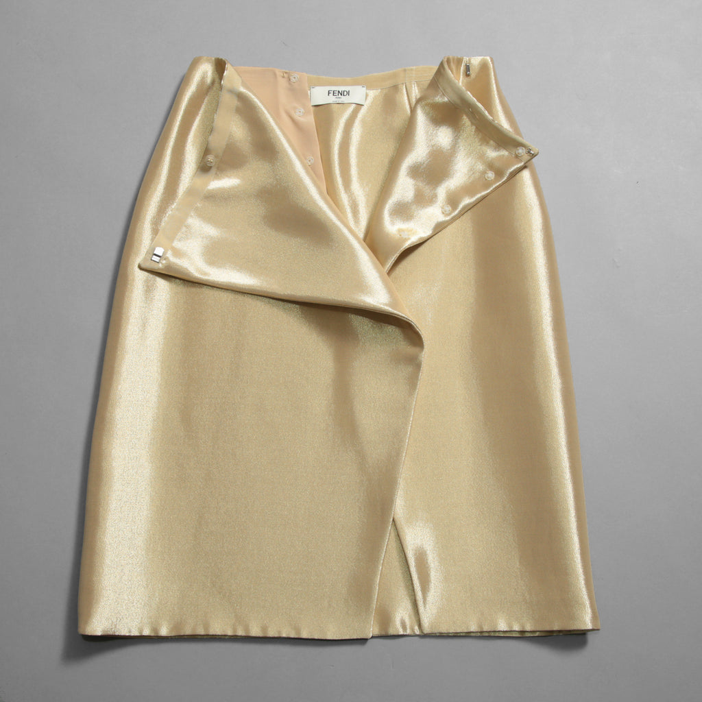 FENDI フェンディ / 22AW 美品 W.SKIRT ゴールド ラップ スカート / FQ7250 AJDR / size 40 (GOLD) レディース