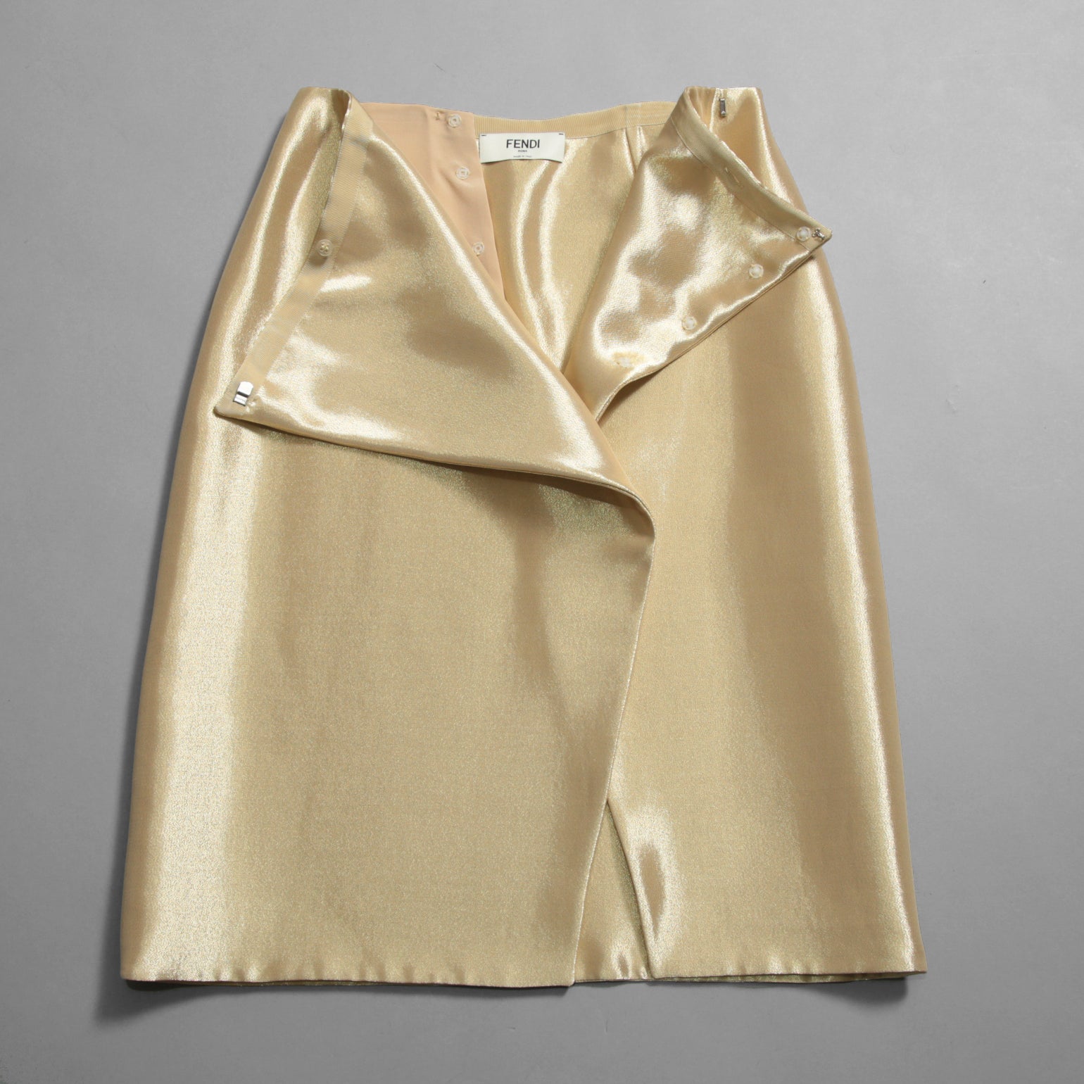 FENDI フェンディ / 22AW 美品 W.SKIRT ゴールド ラップ スカート / FQ7250 AJDR / size 40 (GOLD) レディース
