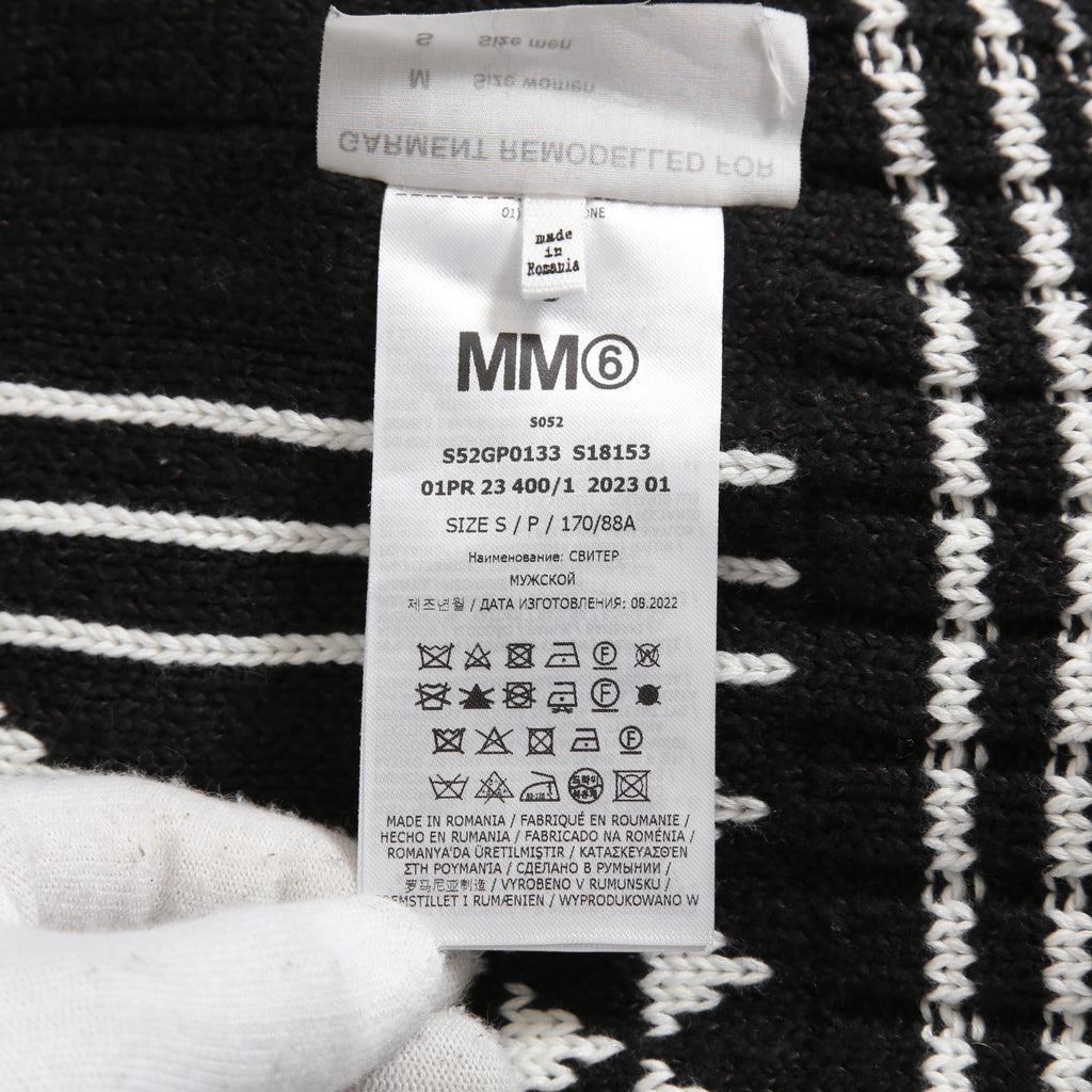 MM6 Maison Margiela エムエムシックス メゾンマルジェラ /  2023SS オーバーサイズ プルオーバー ニット/ size S BLACK x WHITE