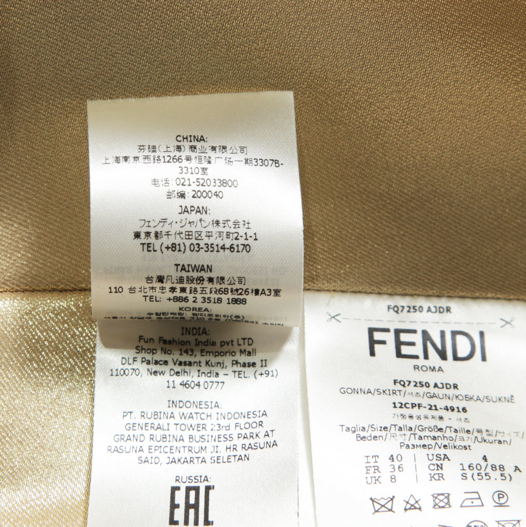 FENDI フェンディ / 22AW 美品 W.SKIRT ゴールド ラップ スカート / FQ7250 AJDR / size 40 (GOLD) レディース