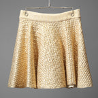 VALENTINO GARAVANI ヴァレンティノ・ガラヴァーニ / 21AW 美品 ゴールドニット サークル ミニスカート / フレアスカート / WB0KG02J6QB / size M (GOLD)