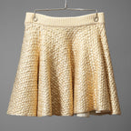 VALENTINO GARAVANI ヴァレンティノ・ガラヴァーニ / 21AW 美品 ゴールドニット サークル ミニスカート / フレアスカート / WB0KG02J6QB / size M (GOLD)