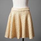 VALENTINO GARAVANI ヴァレンティノ・ガラヴァーニ / 21AW 美品 ゴールドニット サークル ミニスカート / フレアスカート / WB0KG02J6QB / size M (GOLD)