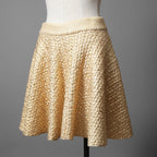 VALENTINO GARAVANI ヴァレンティノ・ガラヴァーニ / 21AW 美品 ゴールドニット サークル ミニスカート / フレアスカート / WB0KG02J6QB / size M (GOLD)