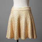 VALENTINO GARAVANI ヴァレンティノ・ガラヴァーニ / 21AW 美品 ゴールドニット サークル ミニスカート / フレアスカート / WB0KG02J6QB / size M (GOLD)