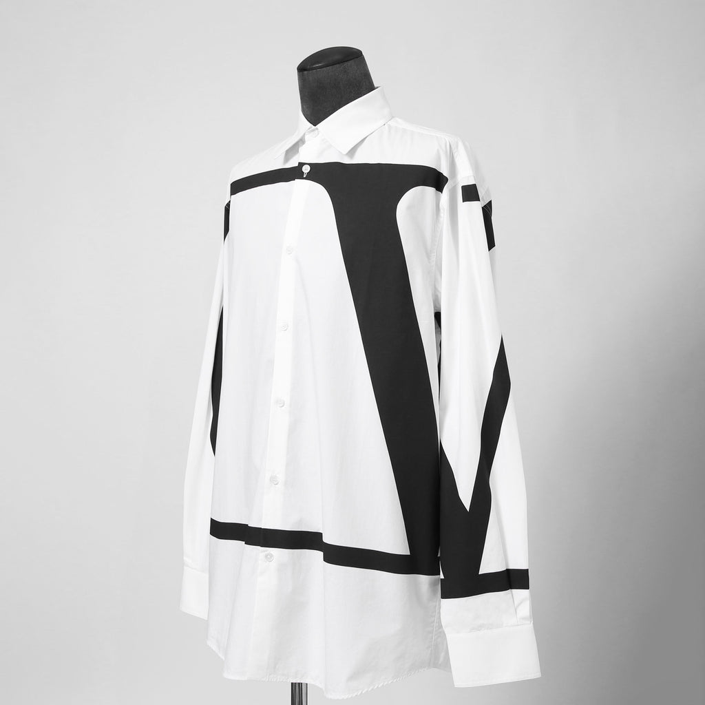 VALENTINO ヴァレンティノ / 21A Vロゴ ビッグプリント ルーズフィット 長袖シャツ / size 39 (WHITE）