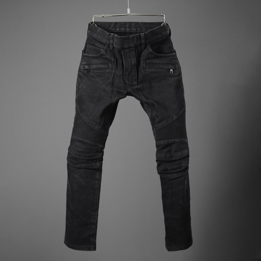 BALMAIN バルマン / ブラックバイカーデニム パンツ / S5HT551C710 / size 29 (BLACK）