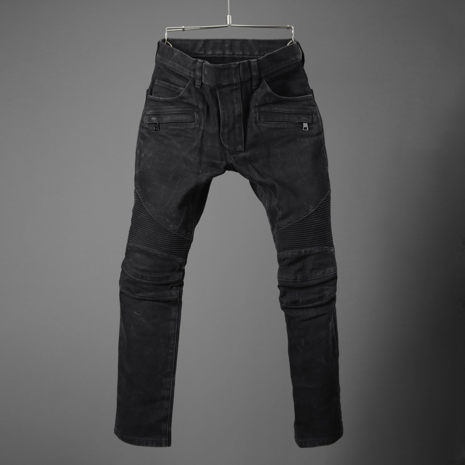 BALMAIN バルマン / ブラックバイカーデニム パンツ / S5HT551C710 / size 29 (BLACK）