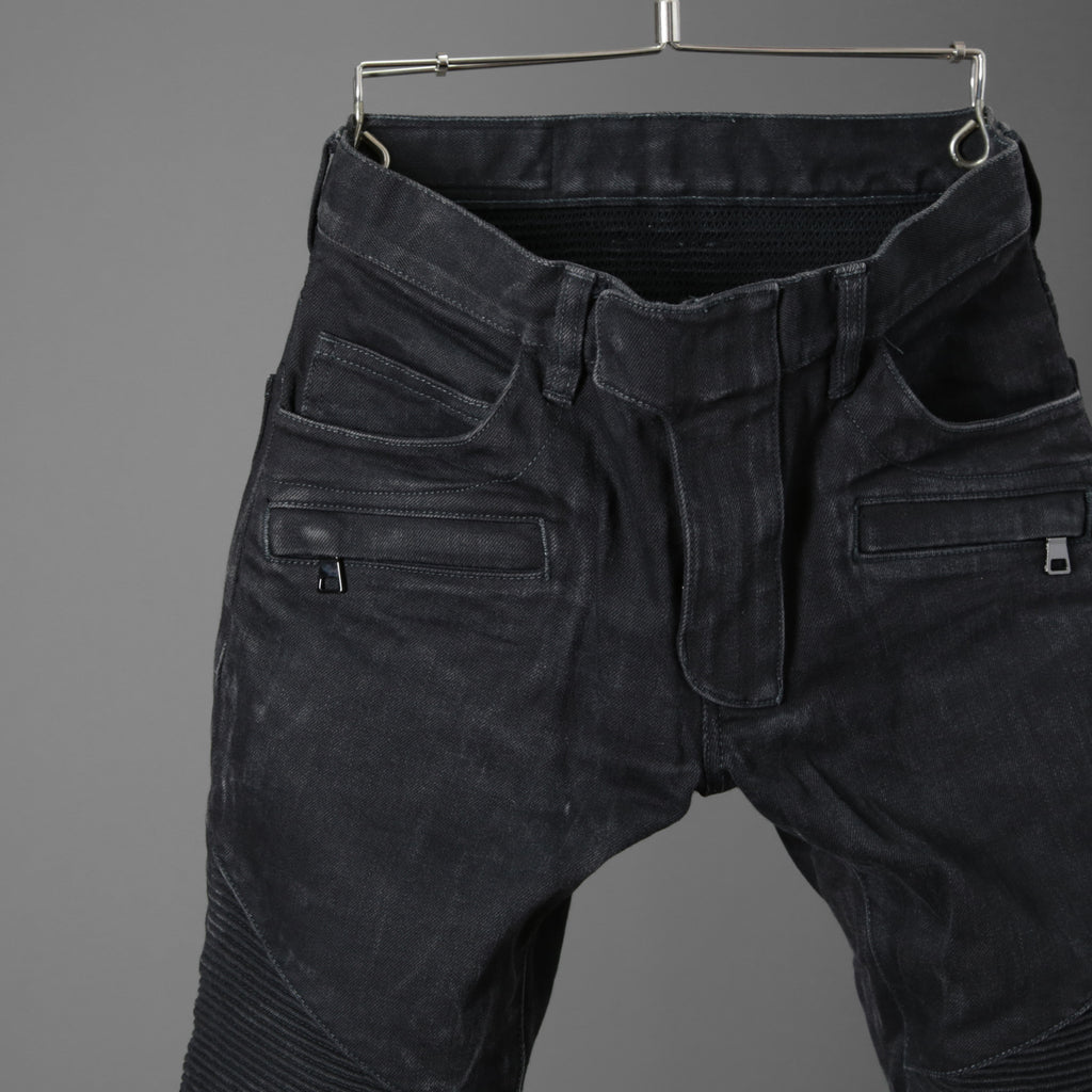 BALMAIN バルマン / ブラックバイカーデニム パンツ / S5HT551C710 / size 29 (BLACK）