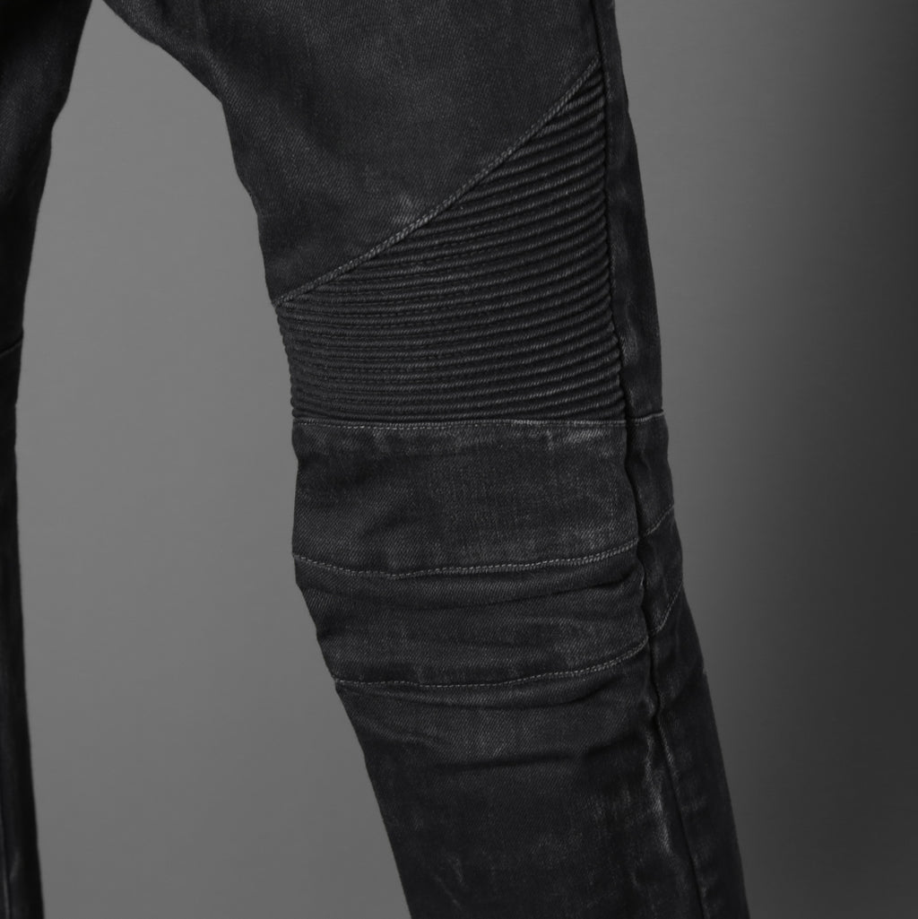 BALMAIN バルマン / ブラックバイカーデニム パンツ / S5HT551C710 / size 29 (BLACK）