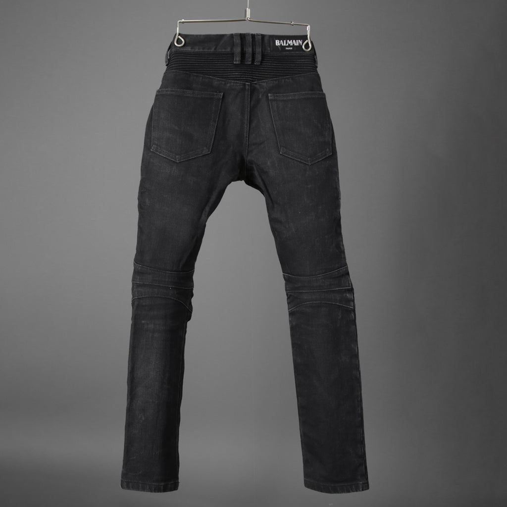BALMAIN バルマン / ブラックバイカーデニム パンツ / S5HT551C710 / size 29 (BLACK）