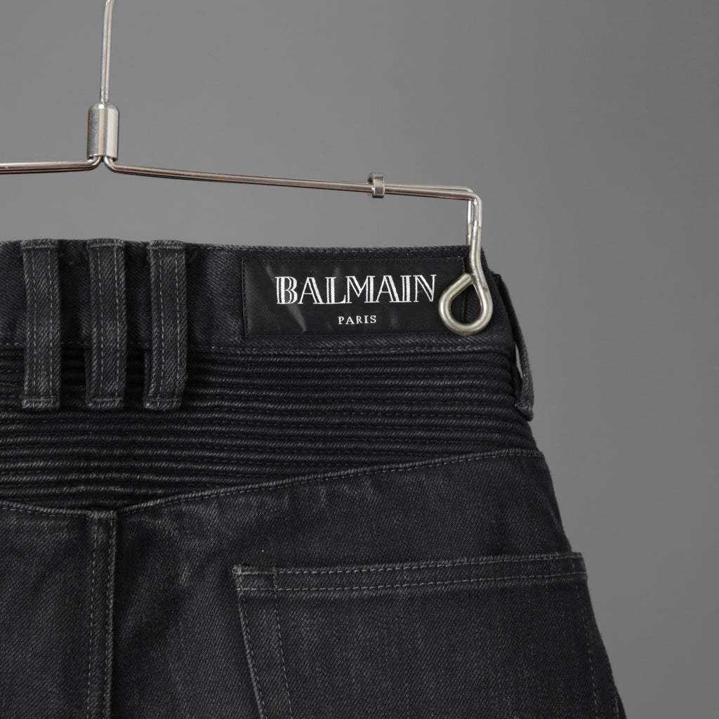 BALMAIN バルマン / ブラックバイカーデニム パンツ / S5HT551C710 / size 29 (BLACK）