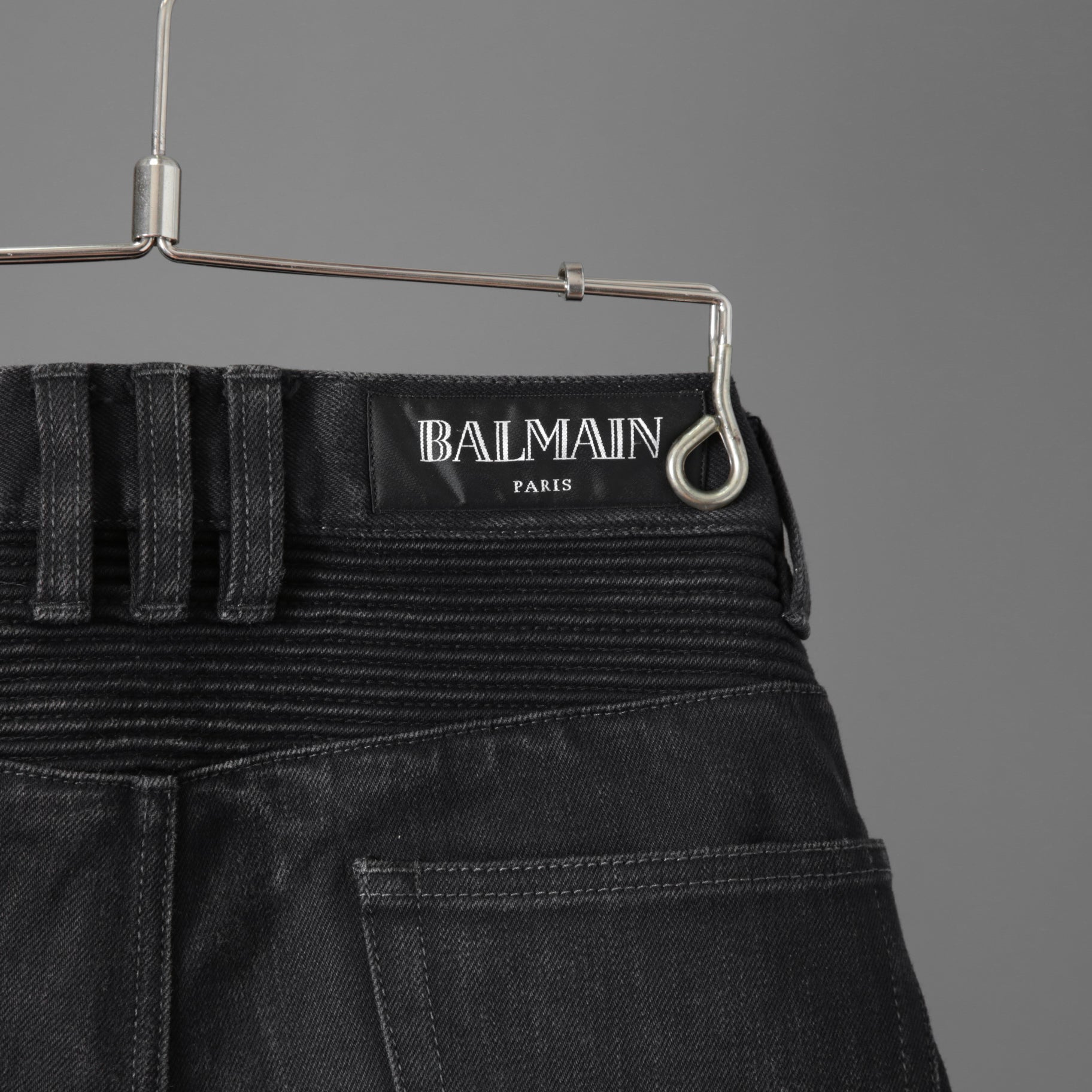 BALMAIN バルマン / ブラックバイカーデニム パンツ / S5HT551C710 / size 29 (BLACK）