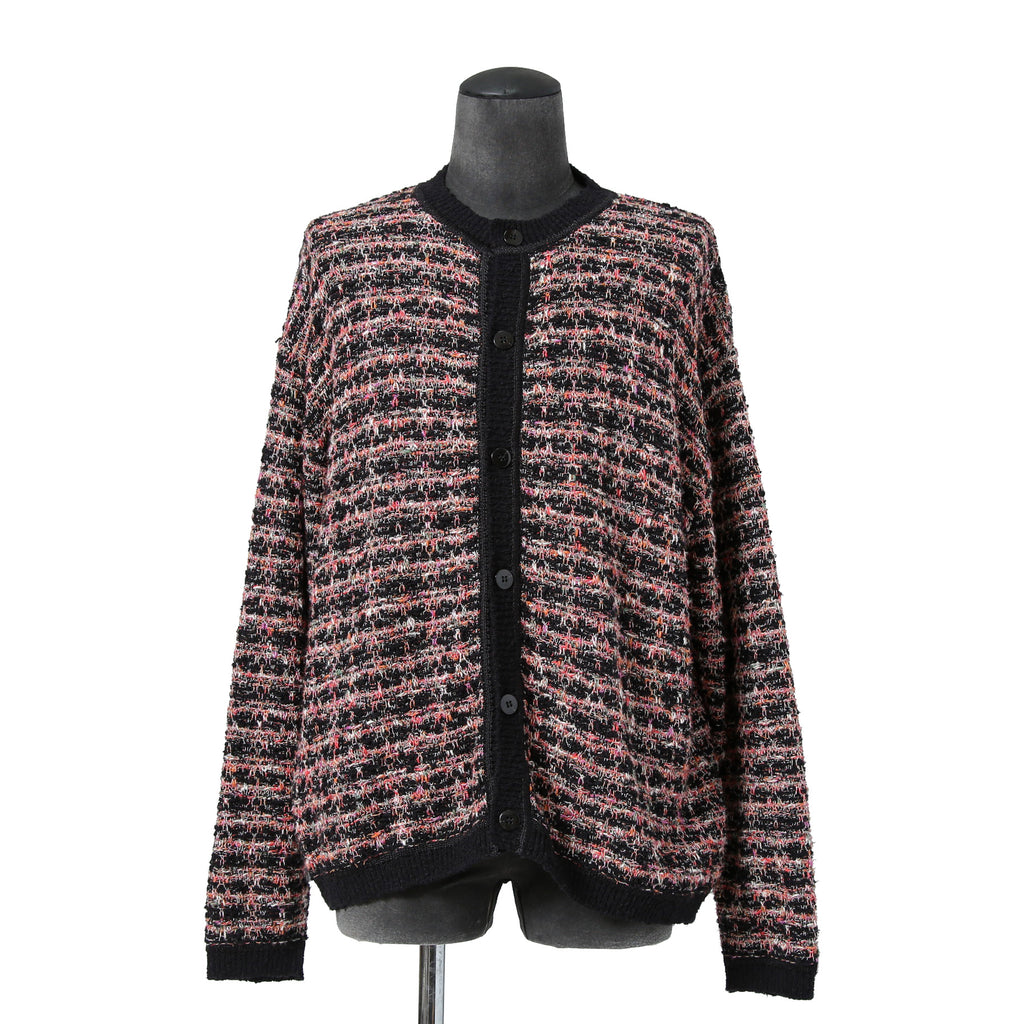 Iroquois イロコイ / 2023SS ツイード ニット カーディガン / size 2 (PINK x BLACK)