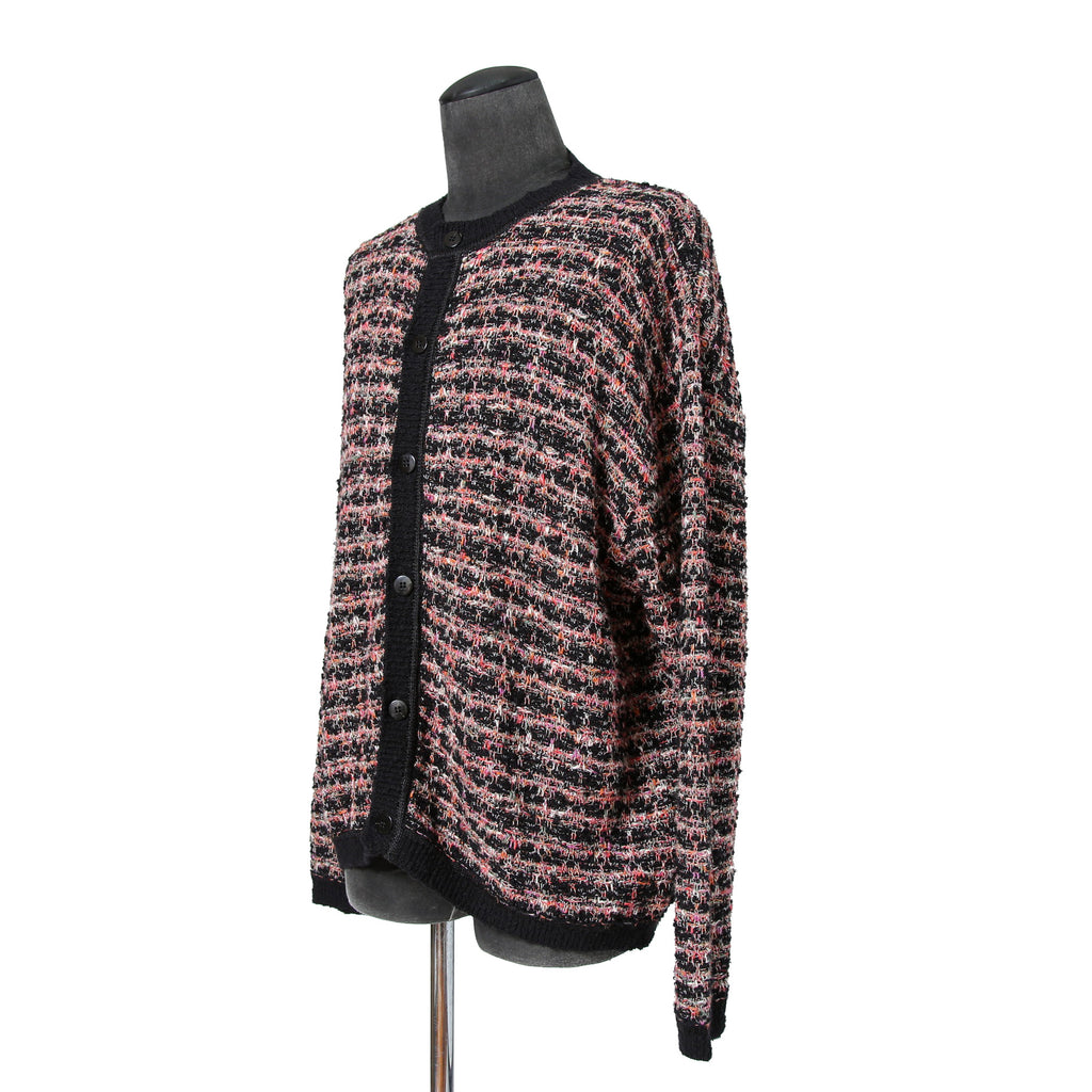 Iroquois イロコイ / 2023SS ツイード ニット カーディガン / size 2 (PINK x BLACK)