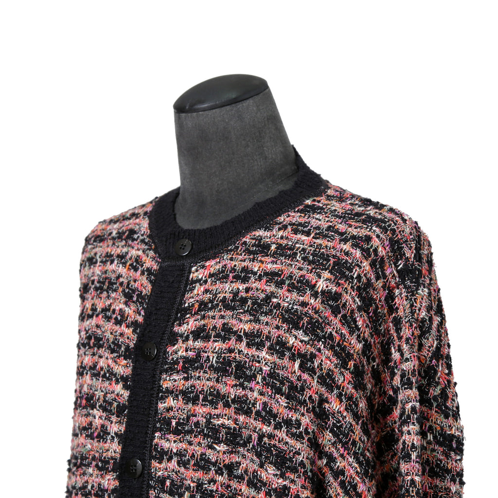Iroquois イロコイ / 2023SS ツイード ニット カーディガン / size 2 (PINK x BLACK)