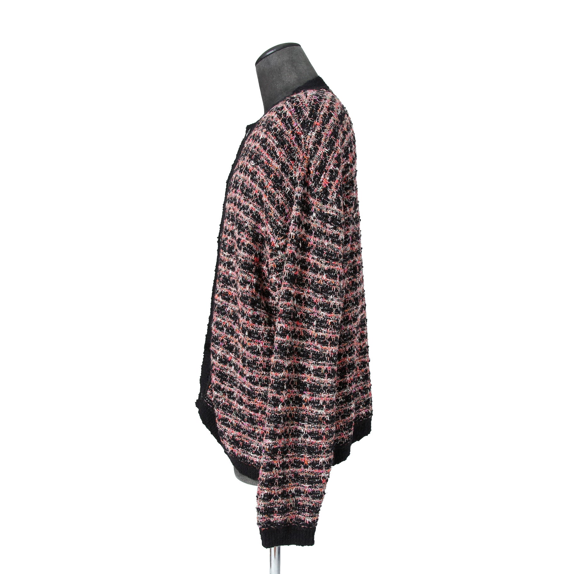 Iroquois イロコイ / 2023SS ツイード ニット カーディガン / size 2 (PINK x BLACK)