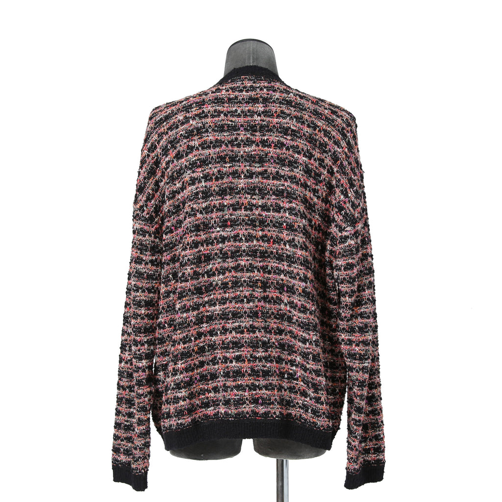 Iroquois イロコイ / 2023SS ツイード ニット カーディガン / size 2 (PINK x BLACK)