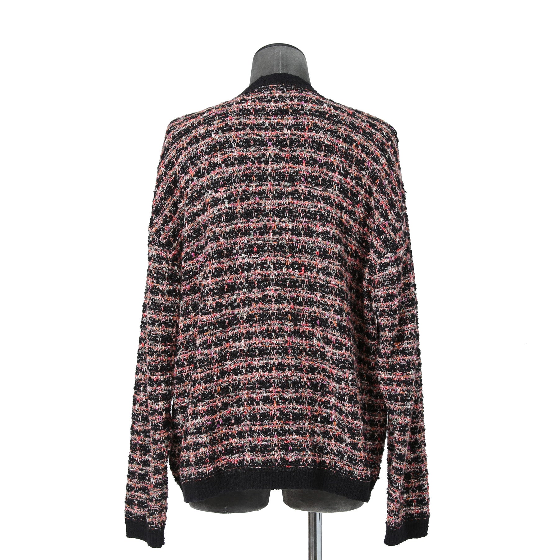 Iroquois イロコイ / 2023SS ツイード ニット カーディガン / size 2 (PINK x BLACK)