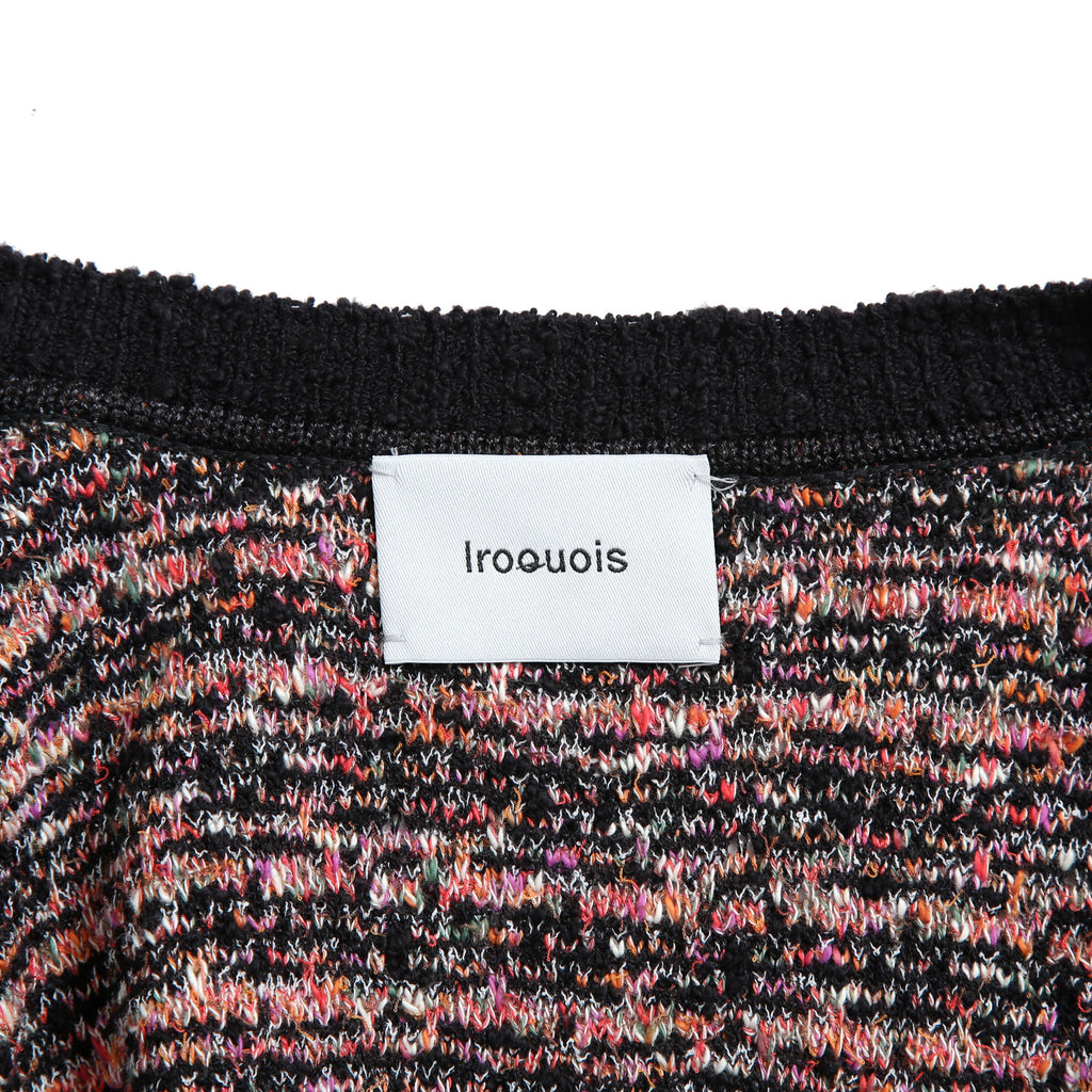 Iroquois イロコイ / 2023SS ツイード ニット カーディガン / size 2 (PINK x BLACK)
