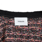 Iroquois イロコイ / 2023SS ツイード ニット カーディガン / size 2 (PINK x BLACK)
