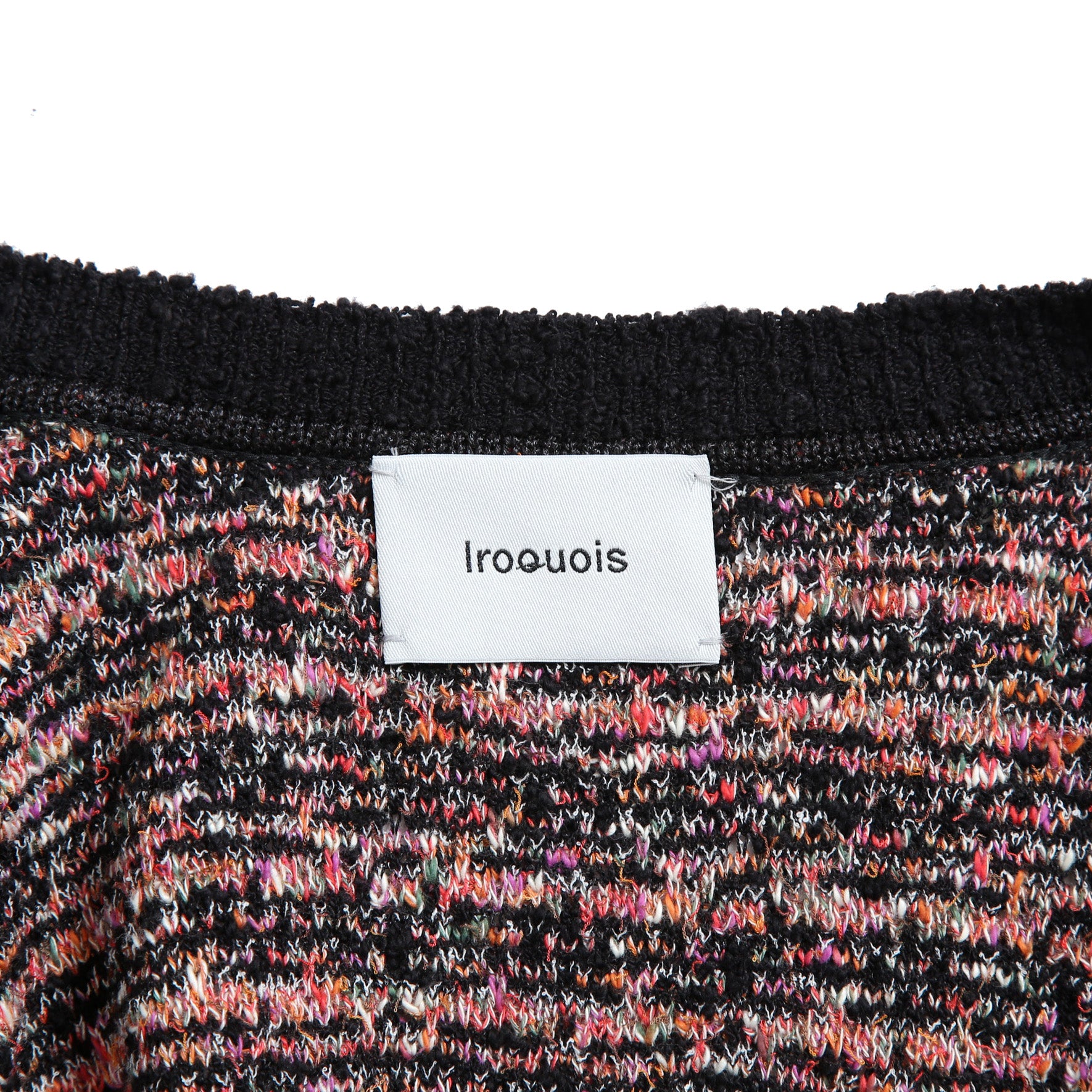 Iroquois イロコイ / 2023SS ツイード ニット カーディガン / size 2 (PINK x BLACK)