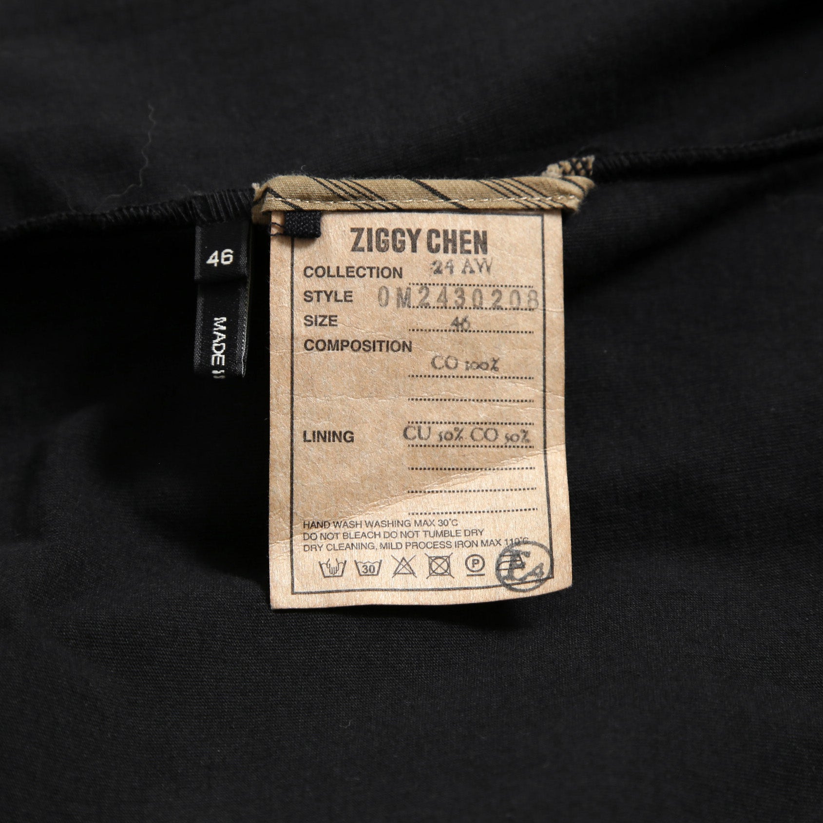 美品 ZIGGY CHEN ジギーチェン / 2024AW バックプリント 長袖Tシャツ / size 46 （BLACK）
