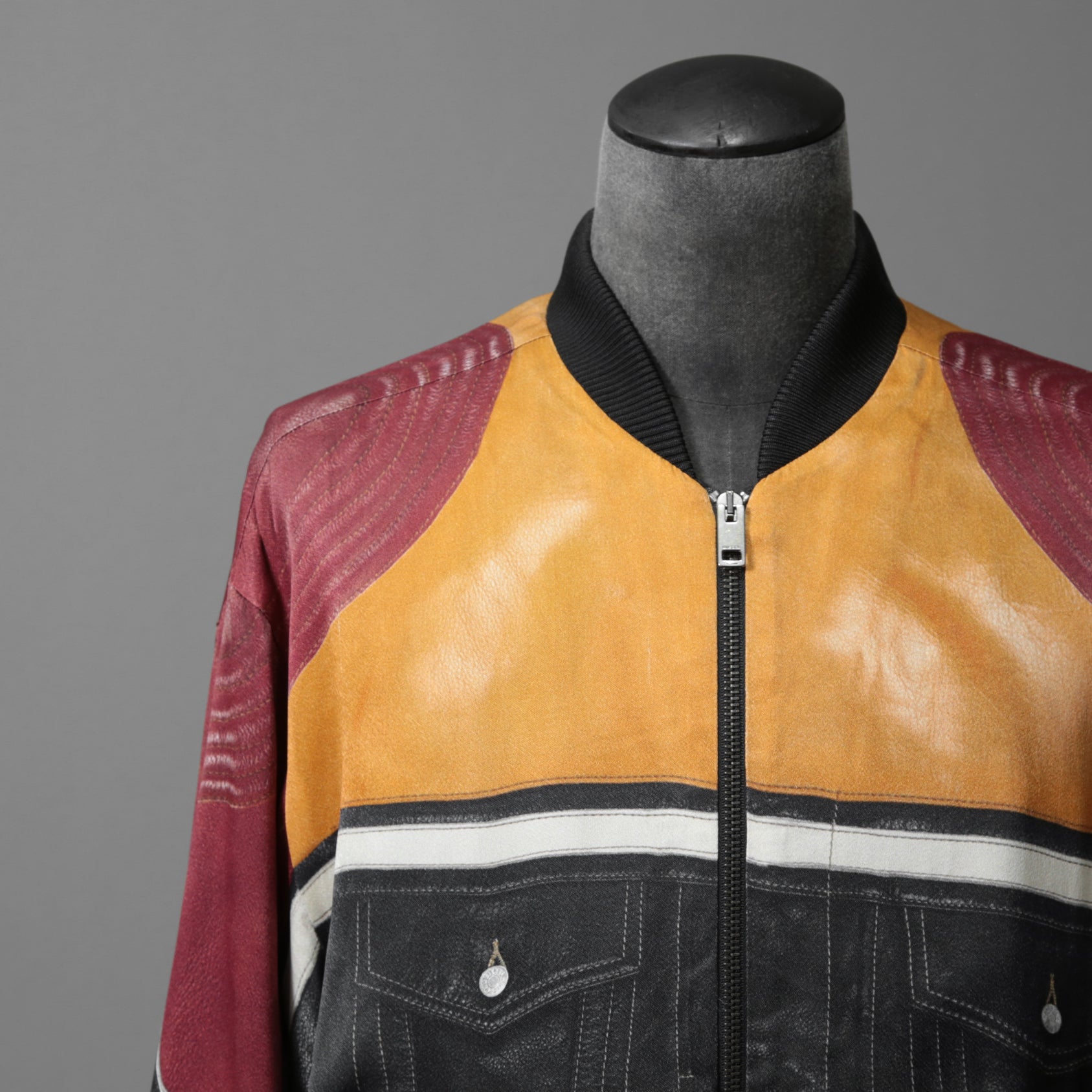 DIESEL ディーゼル / 22SS J-MOLLトロンプルイユ (トリックアート）プリント  / ボンバージャケット / size L (BLACK x WINE)