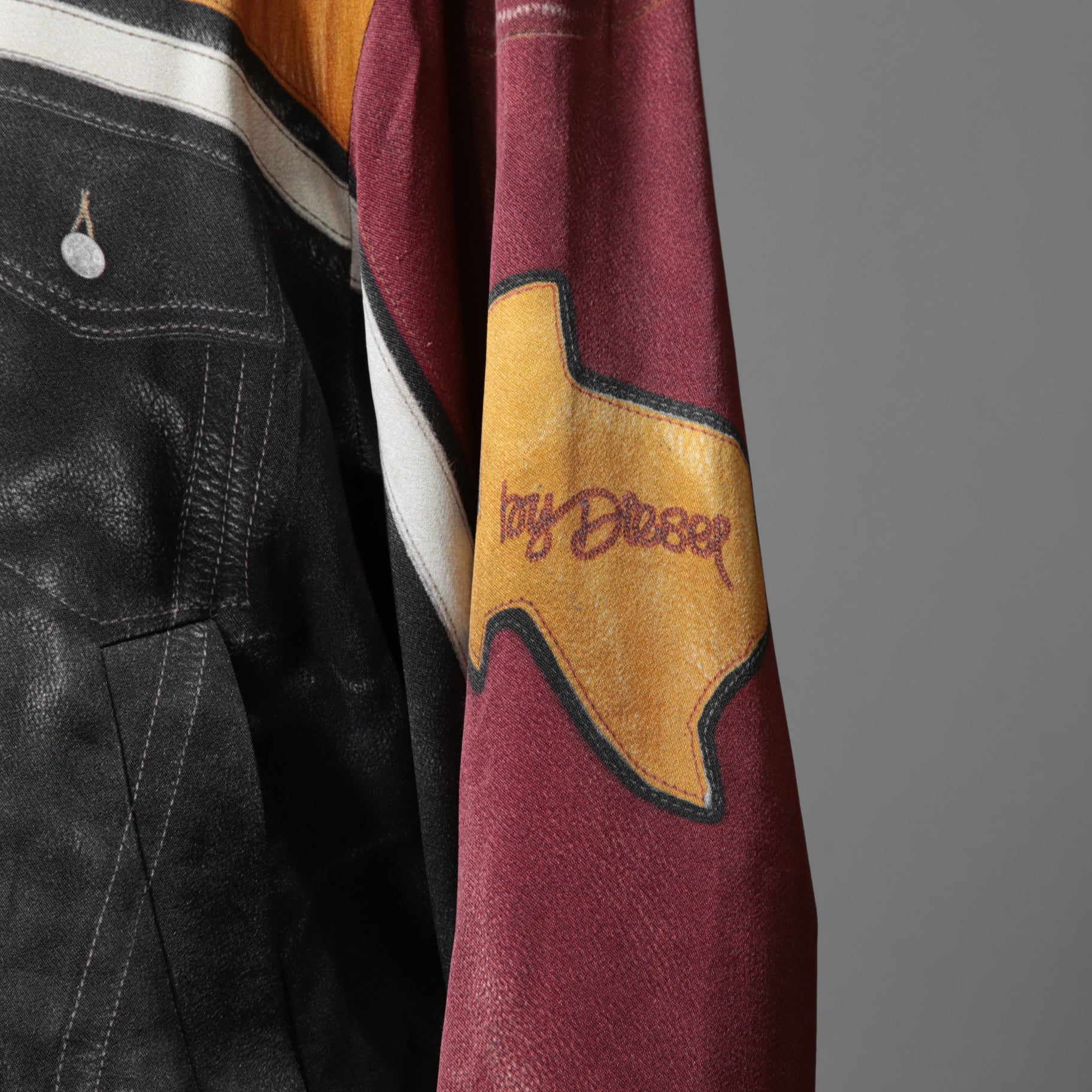 DIESEL ディーゼル / 22SS J-MOLLトロンプルイユ (トリックアート）プリント  / ボンバージャケット / size L (BLACK x WINE)